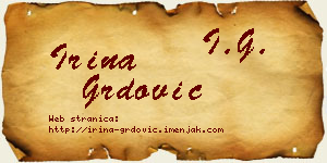 Irina Grdović vizit kartica